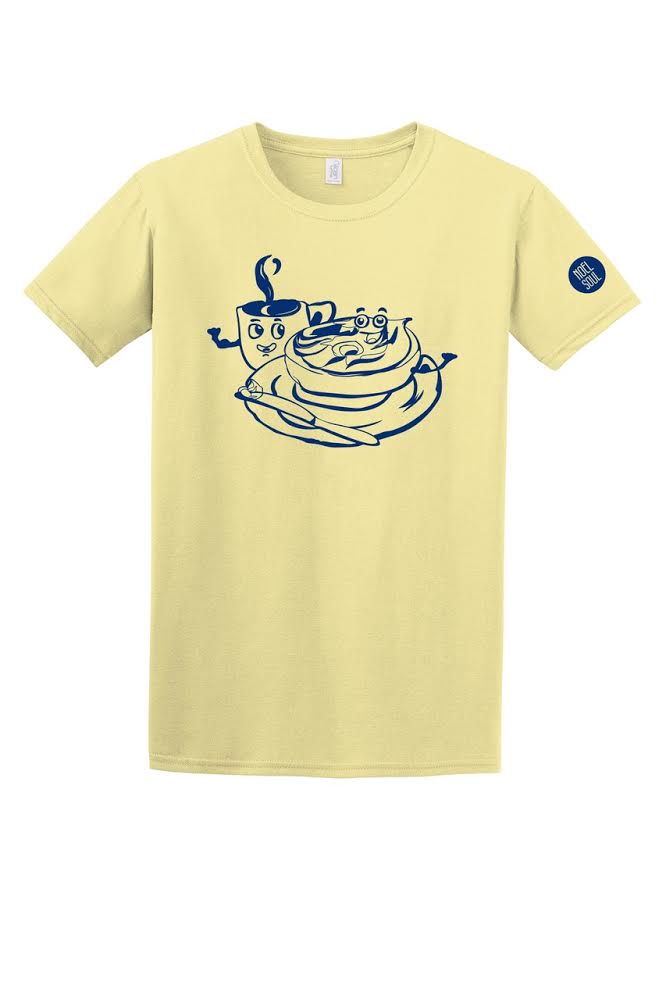 Yellow Bagel and Muscle Coffee T-Shirt